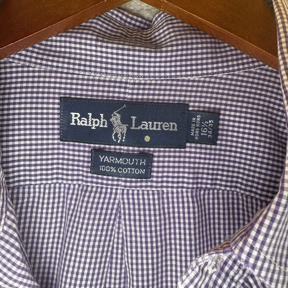 Polo Ralph Lauren Yarmouth Purple Check Dress Shirt‎ Button Down Sz 16.5 34/35